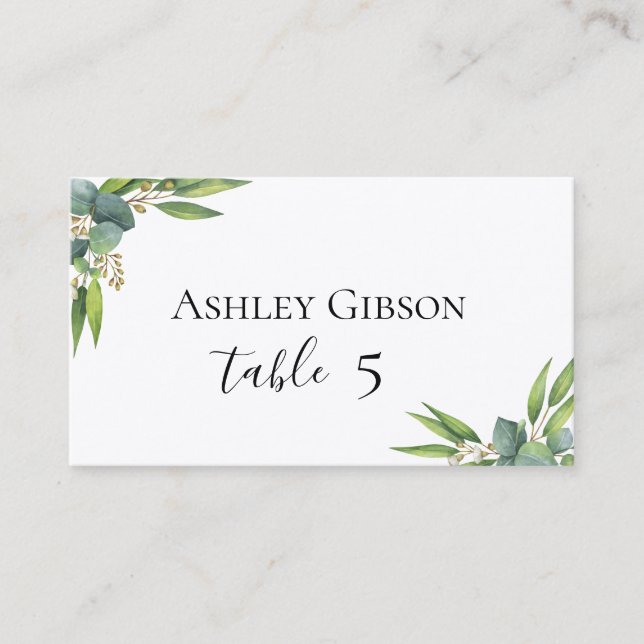 Eucalyptus Foliage Wedding Place Card (Front)
