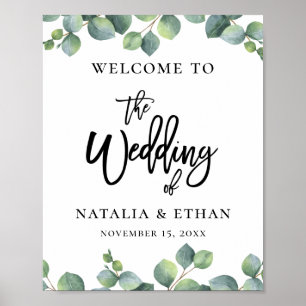 Eucalyptus Foliage Wedding Welcome Poster