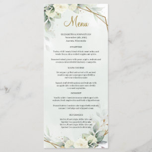 Eucalyptus Foliage White Roses Gole Geometric Menu