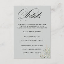 Eucalyptus Formal Elegant Enclosure Card Details