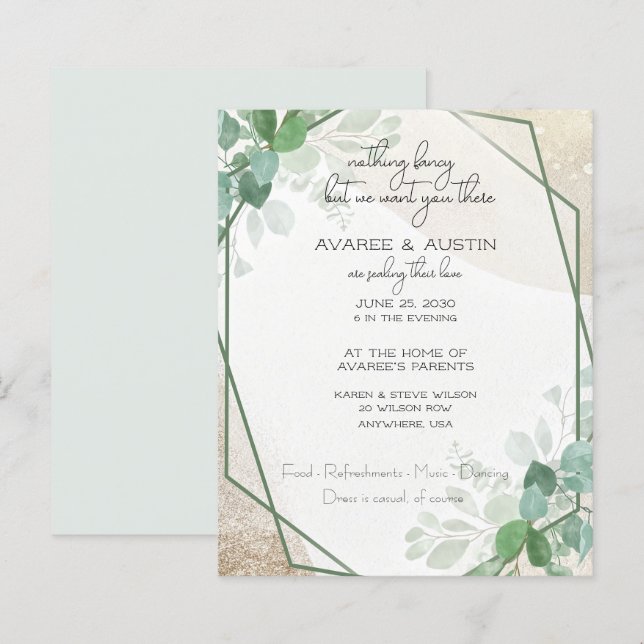 Eucalyptus Frame Casual Plain Paper Wedding (Front/Back)
