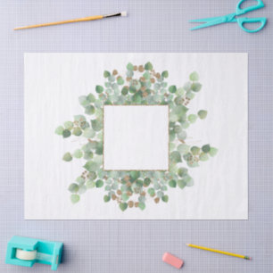 Eucalyptus Frame Gold Glitter Leafy Branch Tissue Paper