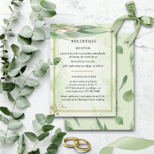 Eucalyptus Frame Green Gold Foliage Watercolor Enclosure Card