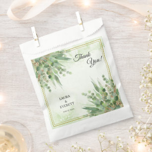 Eucalyptus Frame Green Gold Foliage Wedding Favour Bags