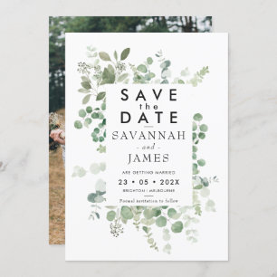 Eucalyptus Frame Greenery Wedding Save The Date Invitation