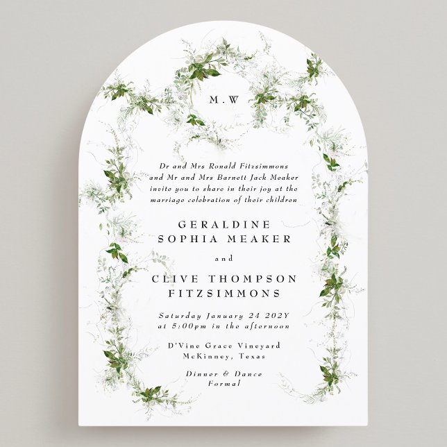 Eucalyptus Framed Wreath Monogram Wedding Arch Invitation (Creator Uploaded)
