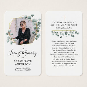Eucalyptus Funeral In Loving Memory Poem Card