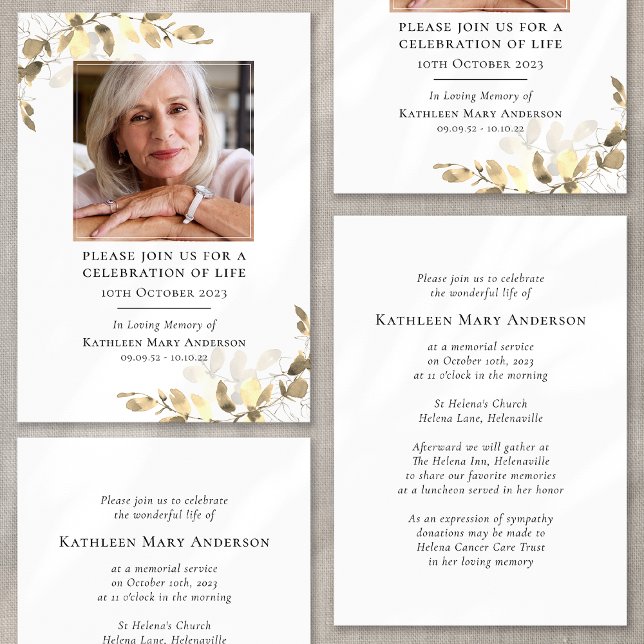 Eucalyptus Funeral Memorial Celebration of Life Invitation (Creator Uploaded)