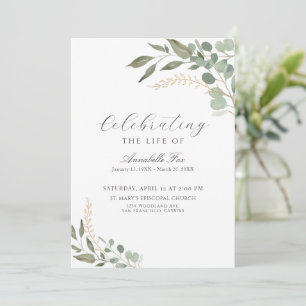 Eucalyptus Funeral Order Of Service Program Invitation