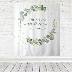 Eucalyptus Future Mrs. Photo Booth Backdrop Tapestry