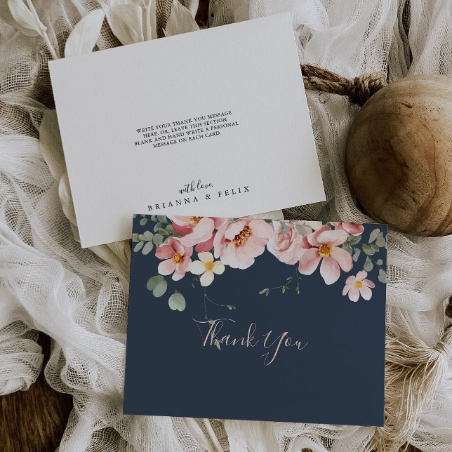 Eucalyptus Garden Rose Floral Flat Wedding Thank You Card (Creator Uploaded)
