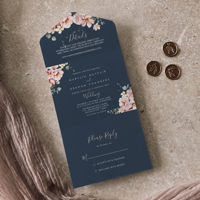 Eucalyptus Garden Rose Floral Wedding     All In One Invitation (Creator Uploaded)