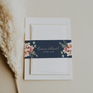 Eucalyptus Garden Rose Floral Wedding  Invitation Belly Band