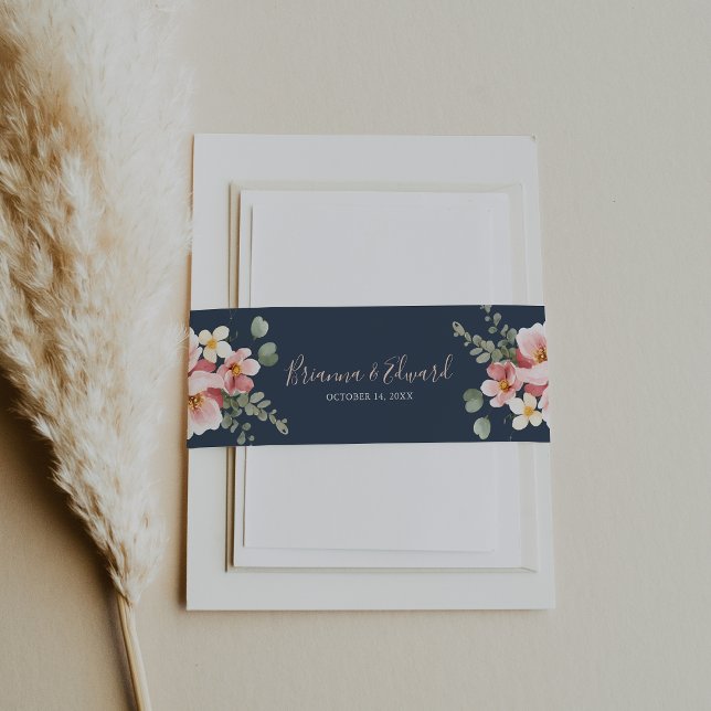 Eucalyptus Garden Rose Floral Wedding  Invitation Belly Band (Creator Uploaded)