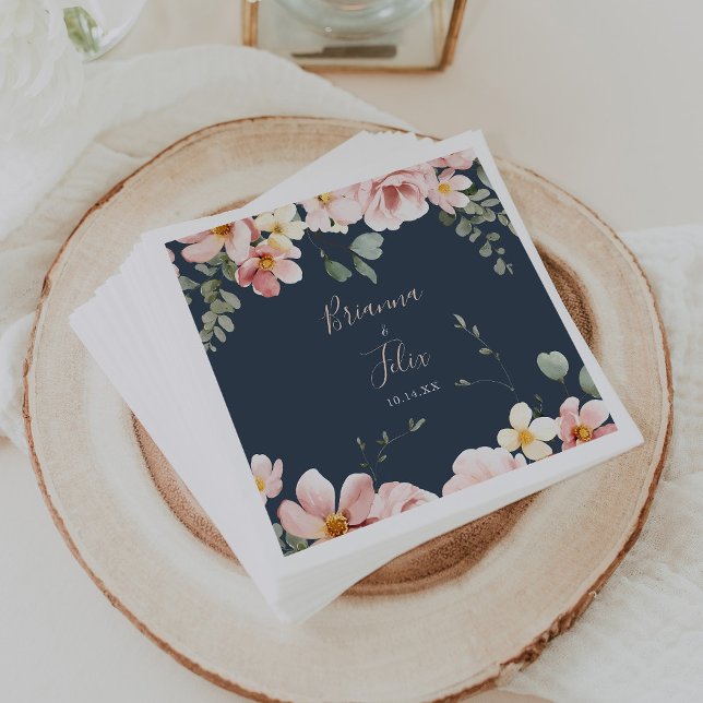 Eucalyptus Garden Rose Floral Wedding  Napkin (Creator Uploaded)
