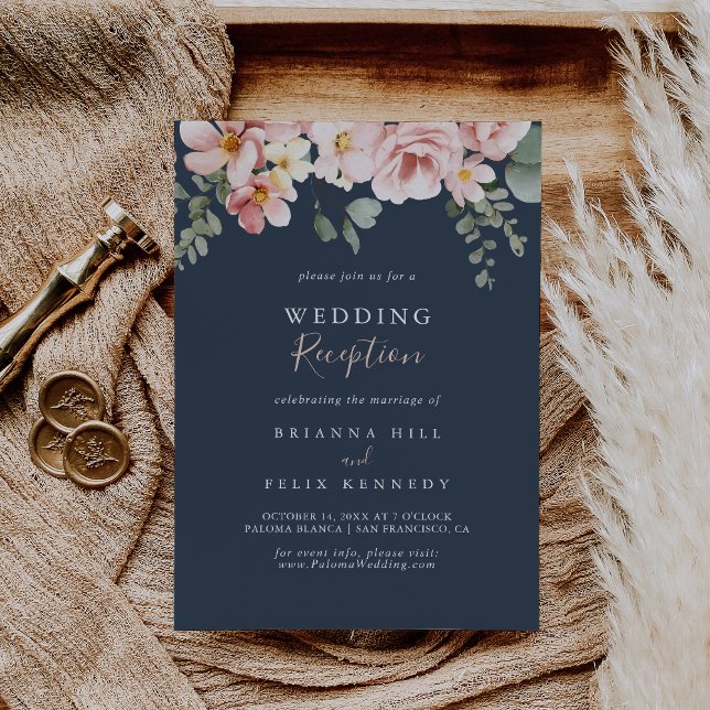 Eucalyptus Garden Rose Floral Wedding Reception Invitation (Creator Uploaded)