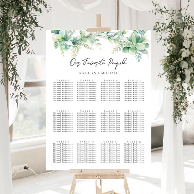 Eucalyptus Garden Wedding 12 Table Seating Charts (Creator Uploaded)