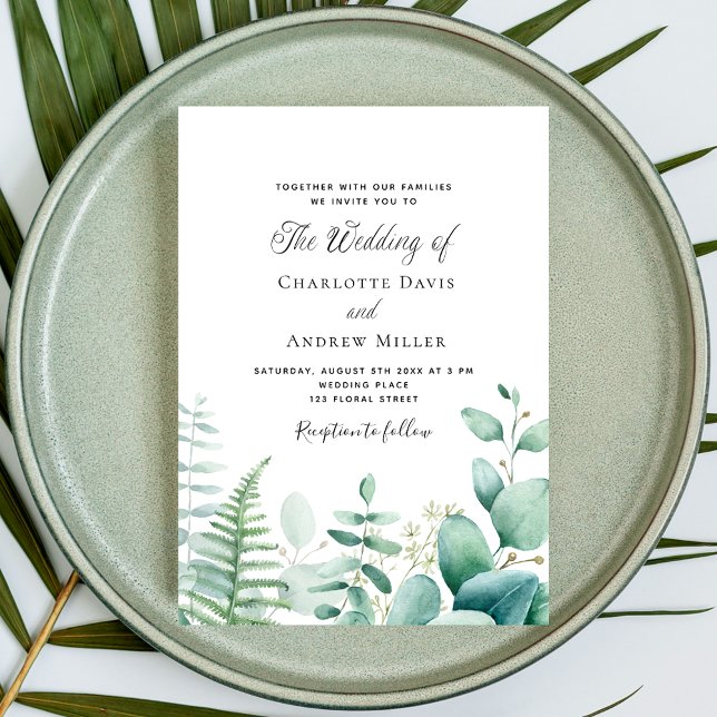 Eucalyptus geenery woodland ferns wedding invitation (Creator Uploaded)