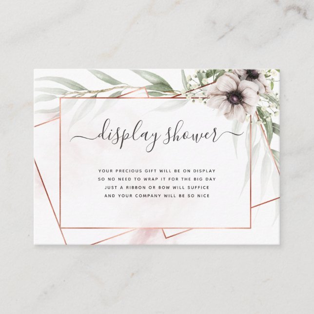 Eucalyptus Geometric Baby Shower Display Shower Enclosure Card (Front)