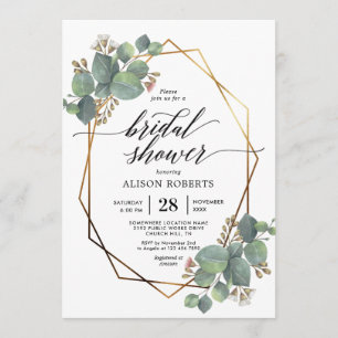 Eucalyptus geometric frame bridal shower invitate invitation