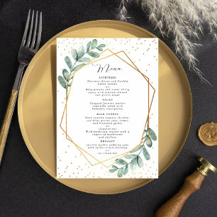 Eucalyptus Geometric Gold Foil Wedding Menu