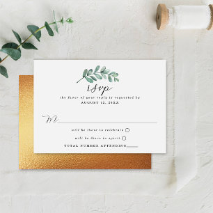 Eucalyptus Geometric Gold Foil Wedding RSVP Card
