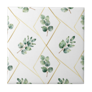 Eucalyptus Geometric Gold Pattern Tile