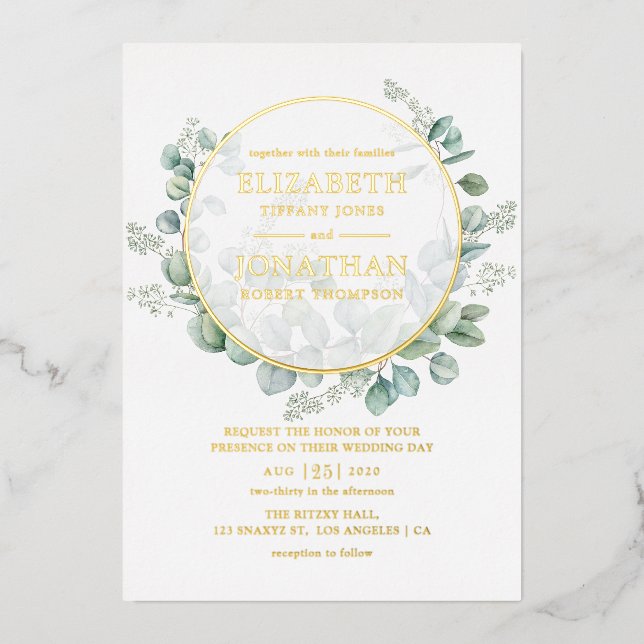 Eucalyptus Geometric Gold Wedding (Front)