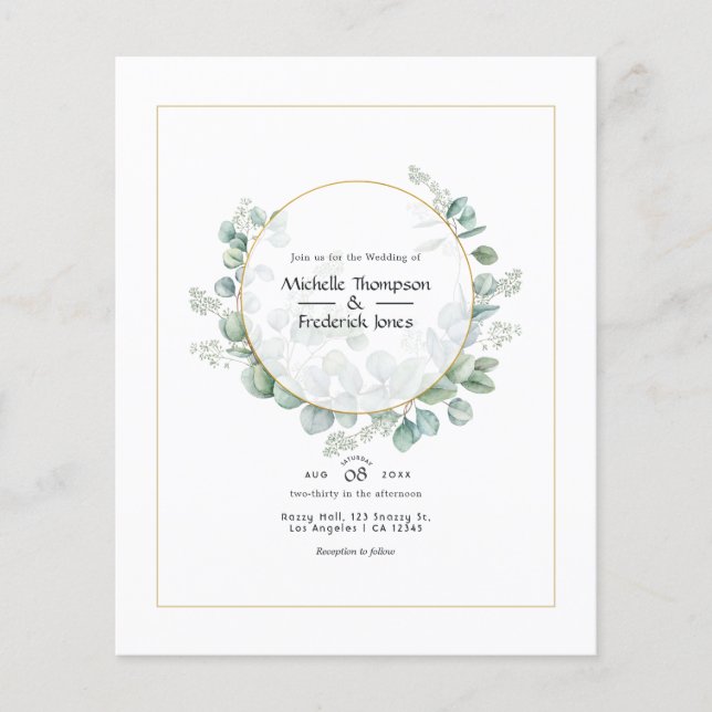 Eucalyptus Geometric Gold Wedding Flyer (Front)