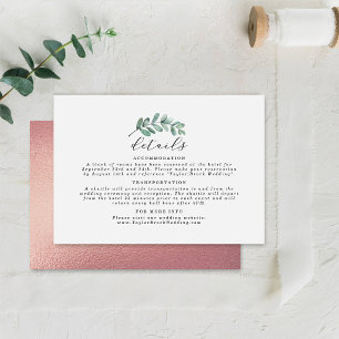 Eucalyptus Geometric Rose Gold Foil Wedding Enclosure Card