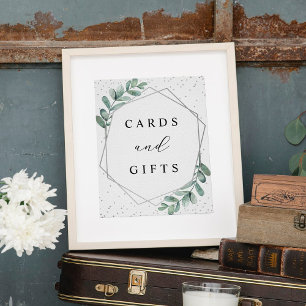 Eucalyptus Geometric Silver Foil Wedding Sign