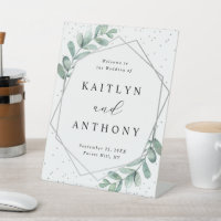 Eucalyptus Geometric Silver Foil Wedding Welcome