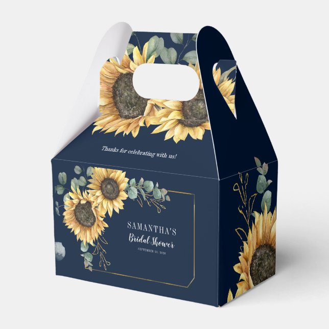 Eucalyptus Geometric Sunflower Bridal Shower Favour Box (Front Side)