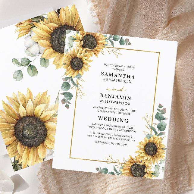Eucalyptus Geometric Sunflower Wedding Invitation (Eucalyptus Geometric Sunflower Wedding Invitation)