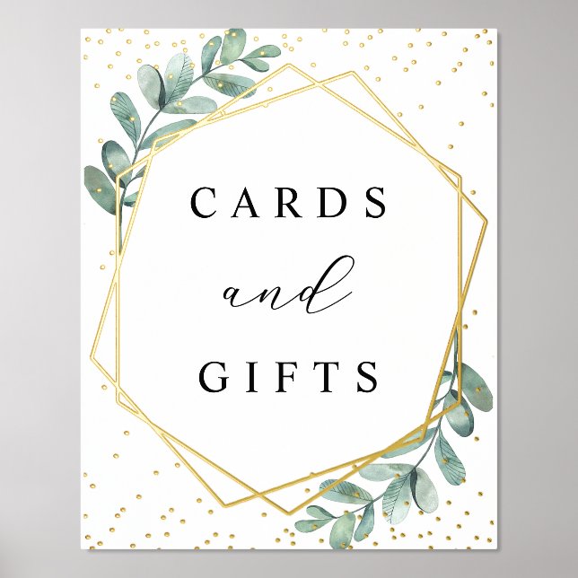 Eucalyptus Geometric Wedding Cards & Gifts Real Foil Prints (Front)