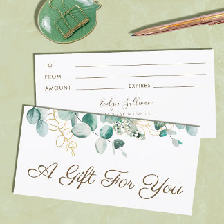 Eucalyptus gift certificate