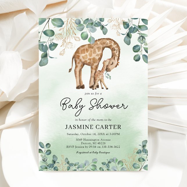Eucalyptus Giraffe Baby Shower Invitation (Creator Uploaded)
