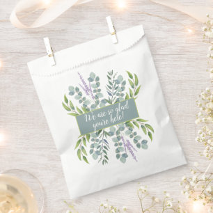 Eucalyptus Glad You Are Here Wedding Message Favour Bags