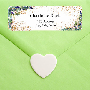 Eucalyptus glitter dust return address label