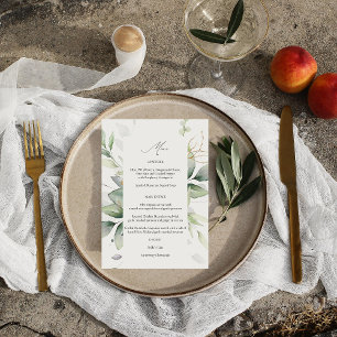Eucalyptus Glow Gold Greenery Menu 2 Invitation