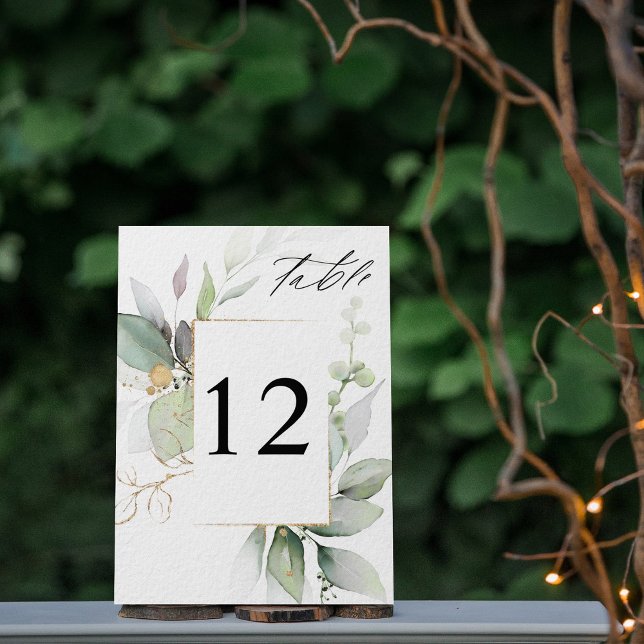 Eucalyptus Glow & Gold Table Number (Creator Uploaded)