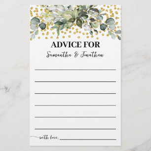 Eucalyptus Gold Advice for Couple Shower card