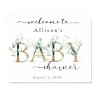 Eucalyptus Gold Baby Shower Welcome Sign