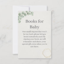 Eucalyptus Gold Books for Baby Shower Insert Card