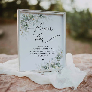Eucalyptus Gold Bridal Shower Flower Bar Sign