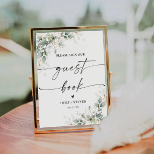 Eucalyptus Gold Bridal Shower Guest Book Sign