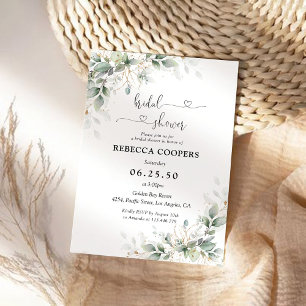 Eucalyptus Gold Bridal Shower Invitation