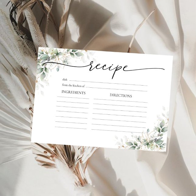 Eucalyptus Gold Bridal Shower Large Recipe Card (Creator Uploaded)