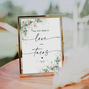 Eucalyptus Gold Bridal Shower Love and Tacos Sign