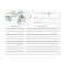 Eucalyptus Gold Bridal Shower Recipe card